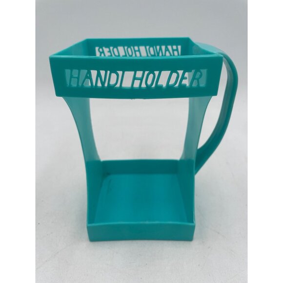 Vintage Turquoise Handi Holder Cup Handle Carrier Retro Plastic Drink Grip 1970 - Picture 4 of 7